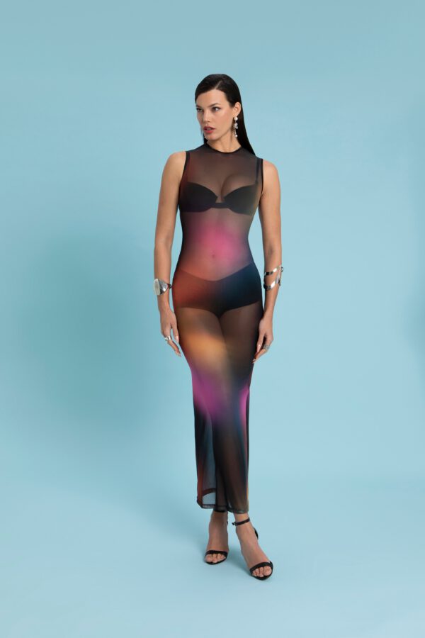 VESTIDO MINERVA S/ MANGA ESTAMPA BRUMA
